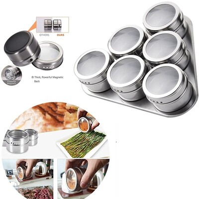 6 Pcs Magnetic Spice Bottle Set
